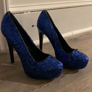 Blue glittery heels